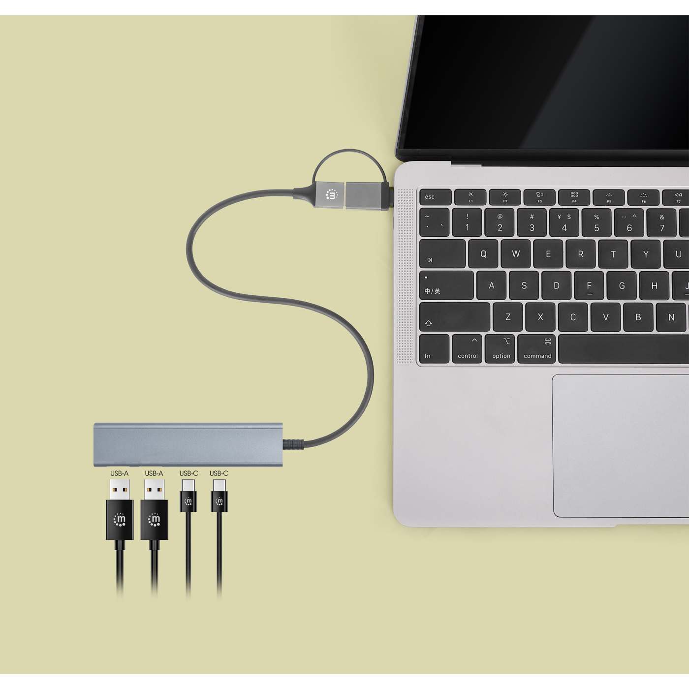 Hub de 4 puertos USB 3.2, 2 USB-A y 2 USB-C, conector adaptable de USB-A a USB-C Image 7