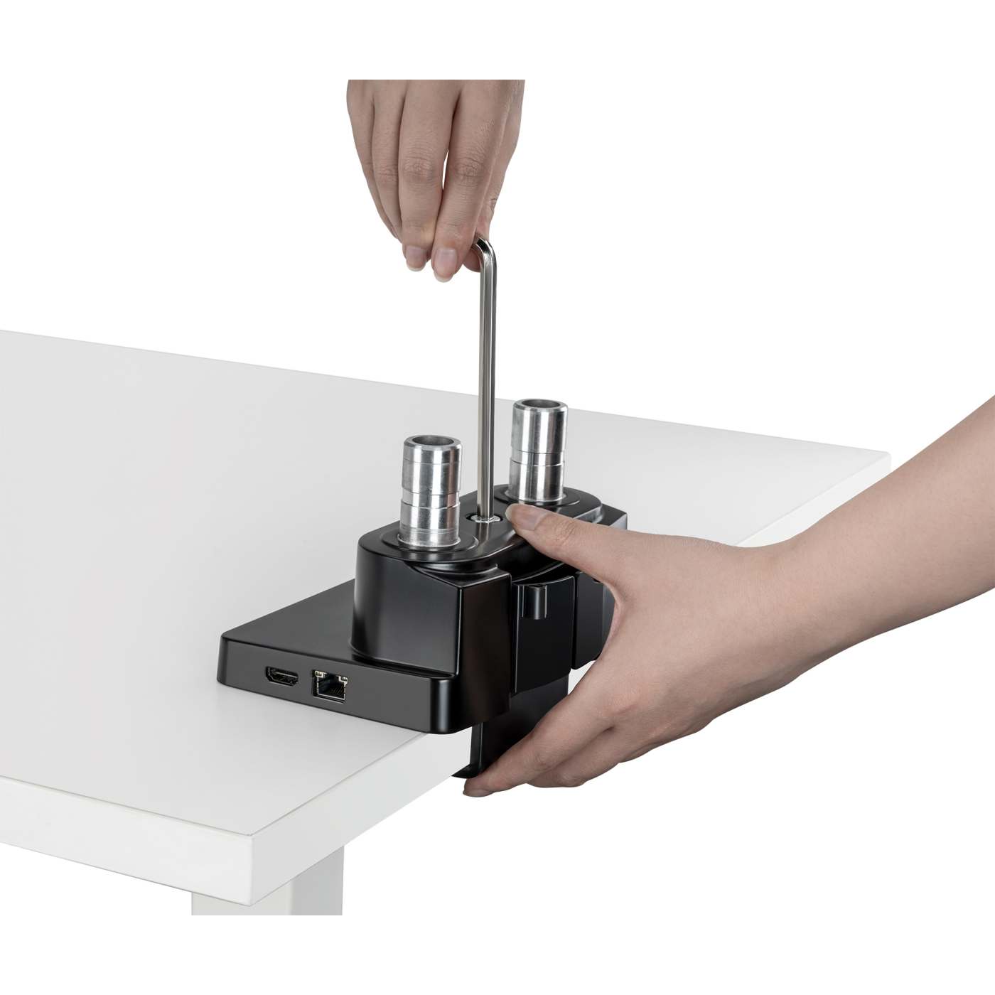 Soporte de escritorio con pistón de gas para dos monitores con Docking Station 8 en 1 Image 15