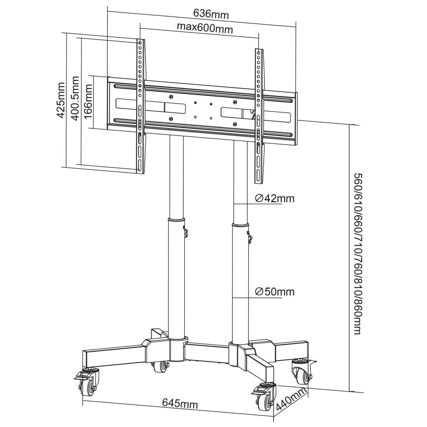 Soporte compacto tipo carro para pantallas de 23" a 70" con inclinación de 45° Image 12
