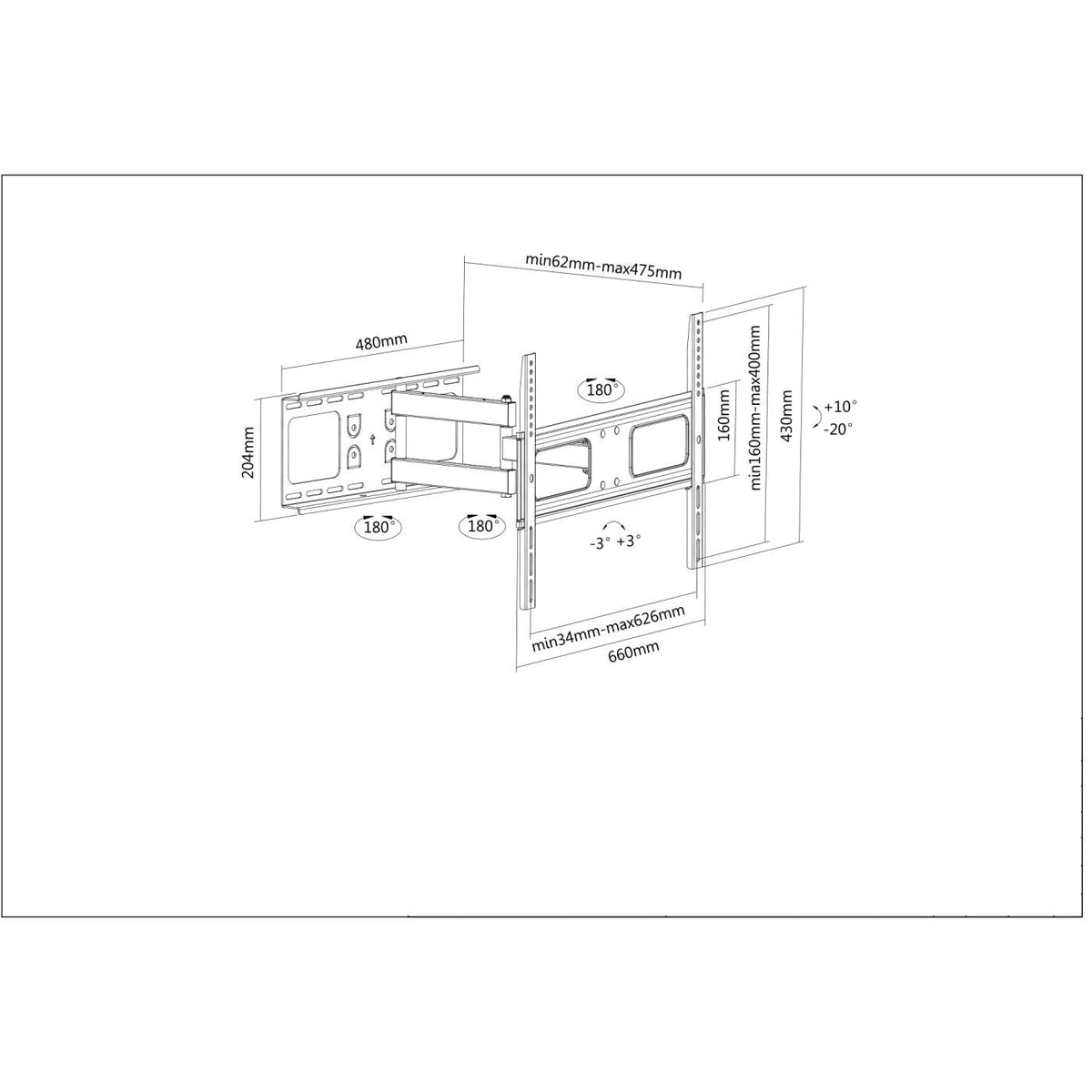 Soporte de Pared con Movimiento Completo para Pantallas de 37" a 70" Image 7