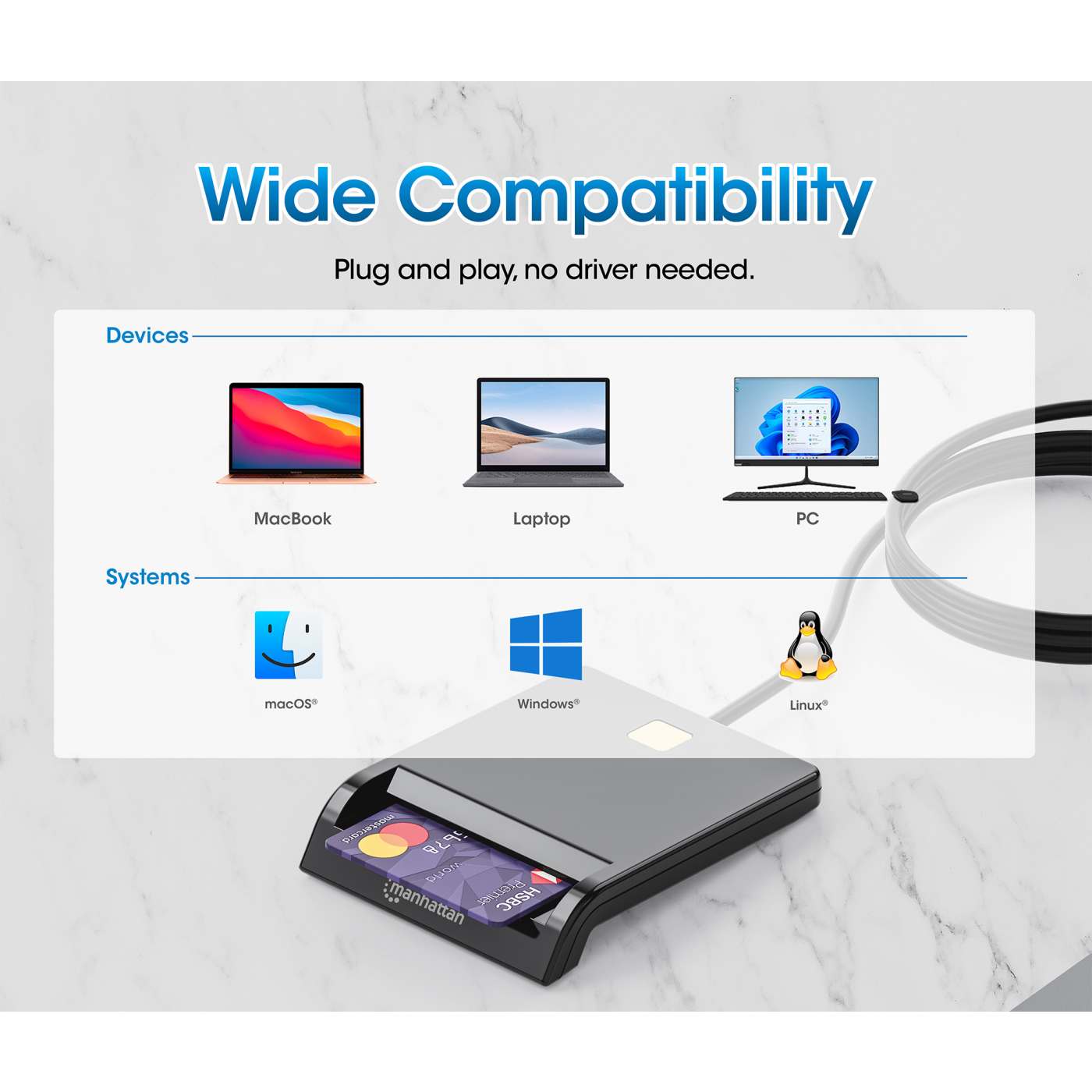 Lector de Tarjetas Inteligente con Combo de Conectores USB-C / USB-A Image 9