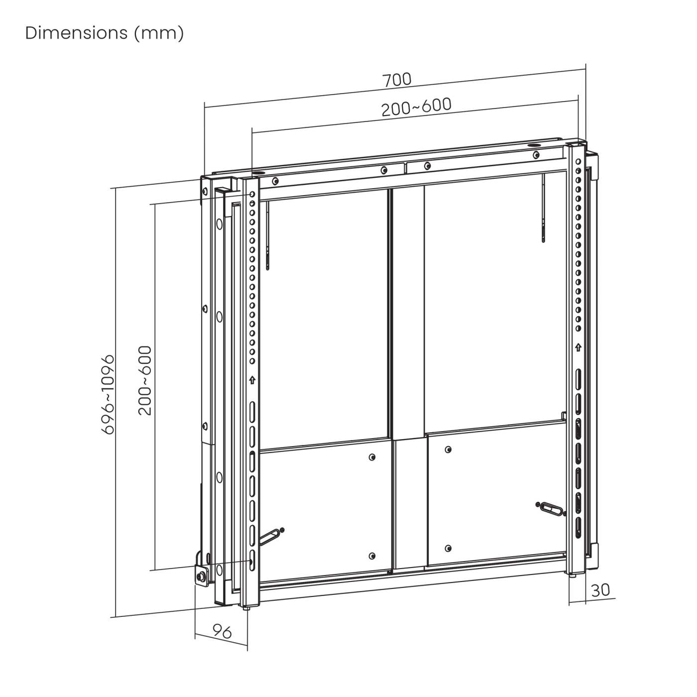 Soporte de pared para pantallas de 55" a 75", con ajuste de altura y bloqueo sin herramientas Image 15