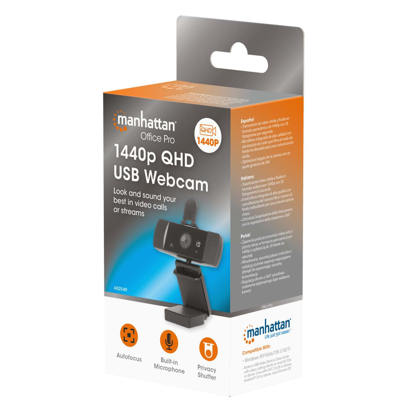 Webcam USB Quad-HD 1440p con rotación 360° Packaging Image 2
