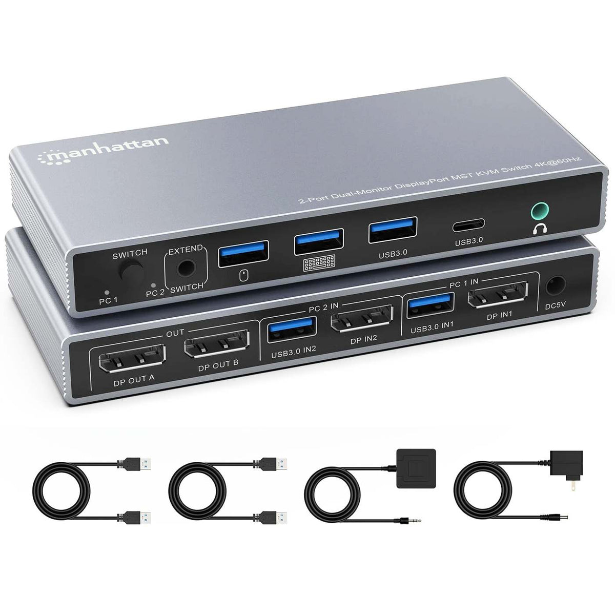 Conmutador KVM MST DisplayPort de 2 puertos para doble monitor 4K a 60 Hz Image 13