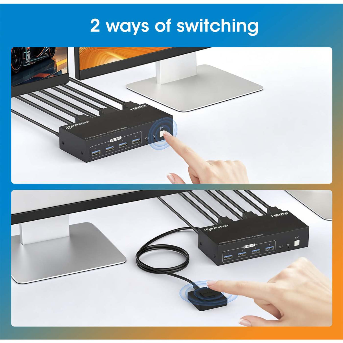 Conmutador KVM HDMI de 2 puertos para doble monitor 8K a 60 Hz Image 5