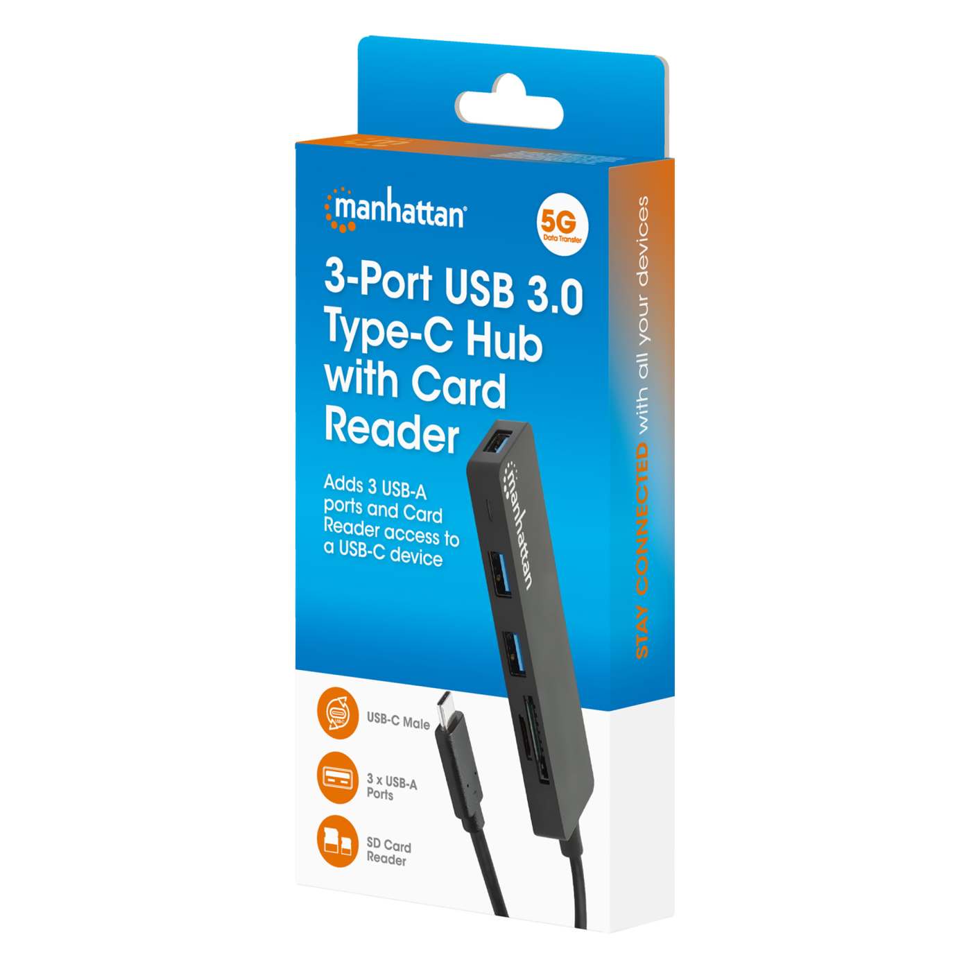 Hub USB 3.2 Gen 1 de 3 puertos con lector de tarjetas Packaging Image 2