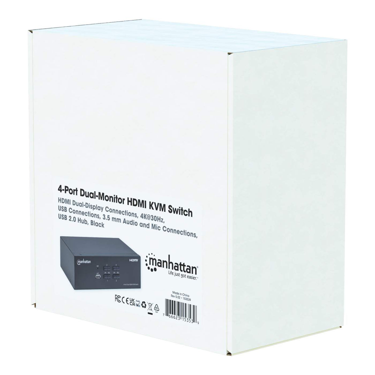Switch KVM HDMI de 4 puertos para dos monitores Packaging Image 2
