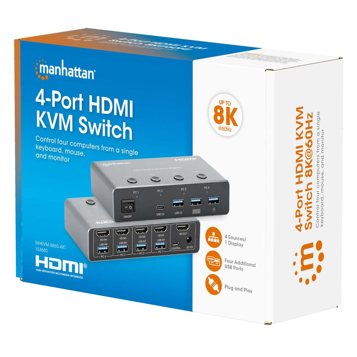 Conmutador KVM HDMI de 4 puertos 8K a 60 Hz Packaging Image 2