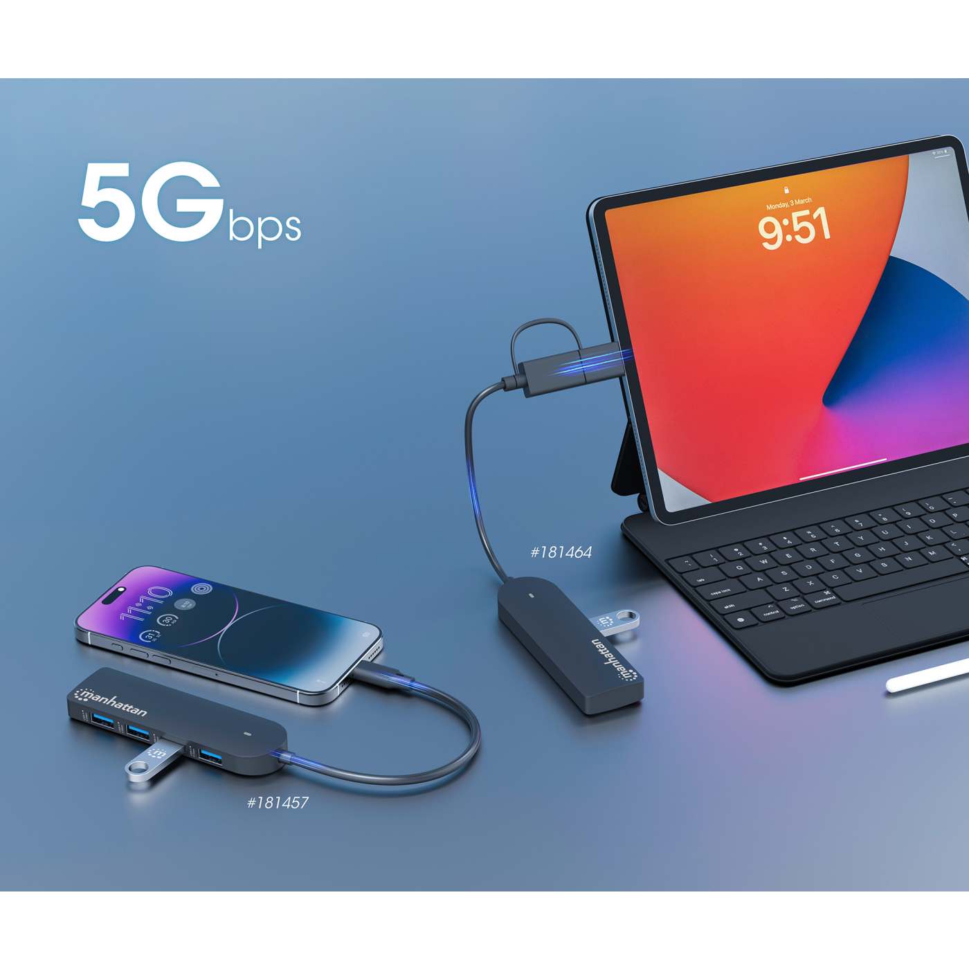 MH USB-C 3.0 to USB-A 3.0(5Gbps) Hub Image 7