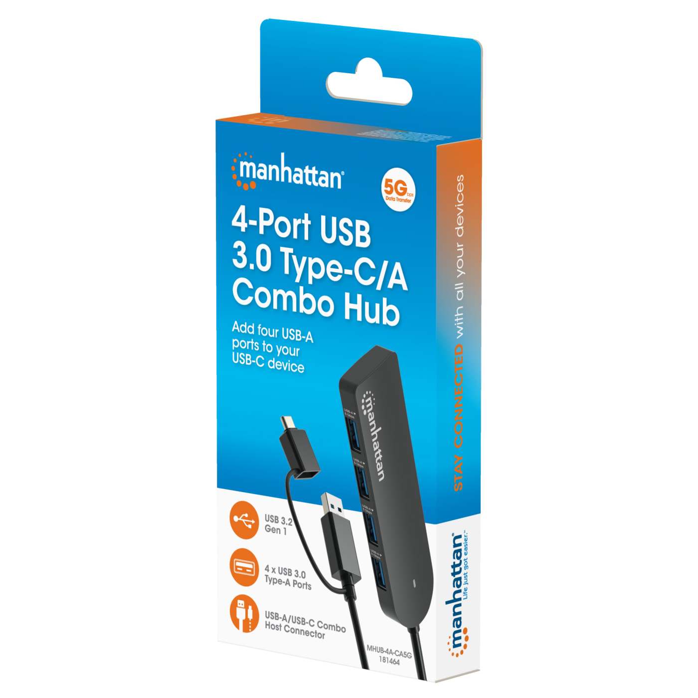 MH USB-C/A 3.0 to USB-A 3.0(5Gbps) Hub Packaging Image 2