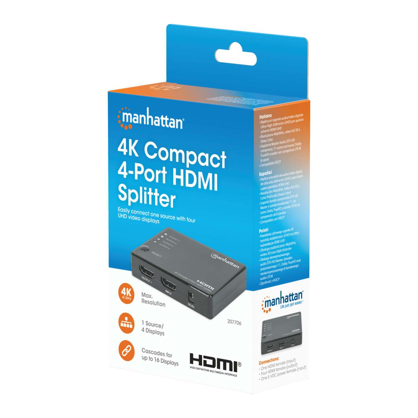 4K Repartidor compacto HDMI de 4 puertos Packaging Image 2