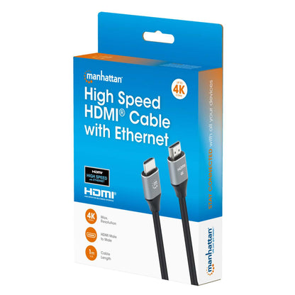 MH High Speed HDMI Cable With Ethernet, 4K@30Hz, 1m (3 ft.), Black Packaging Image 2