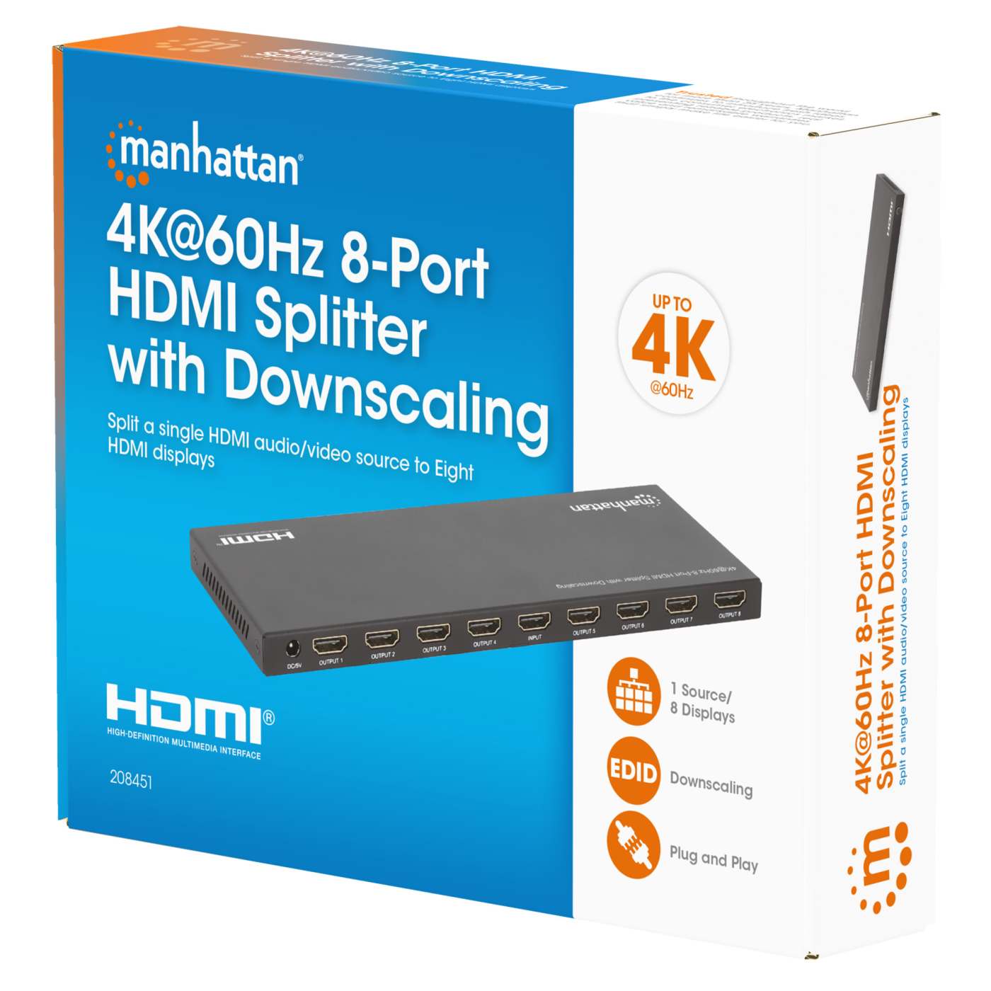 Splitter HDMI con 8 puertos 4K y reductor de escala Packaging Image 2