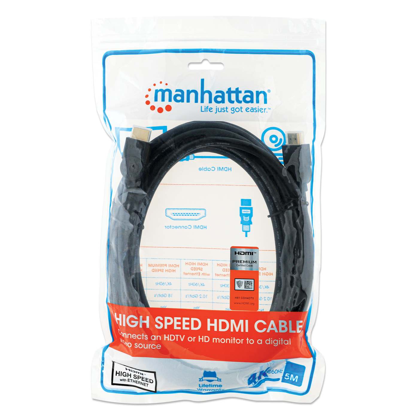 Cable HDMI de Alta Velocidad con Canal Ethernet, Versión Premium Packaging Image 2