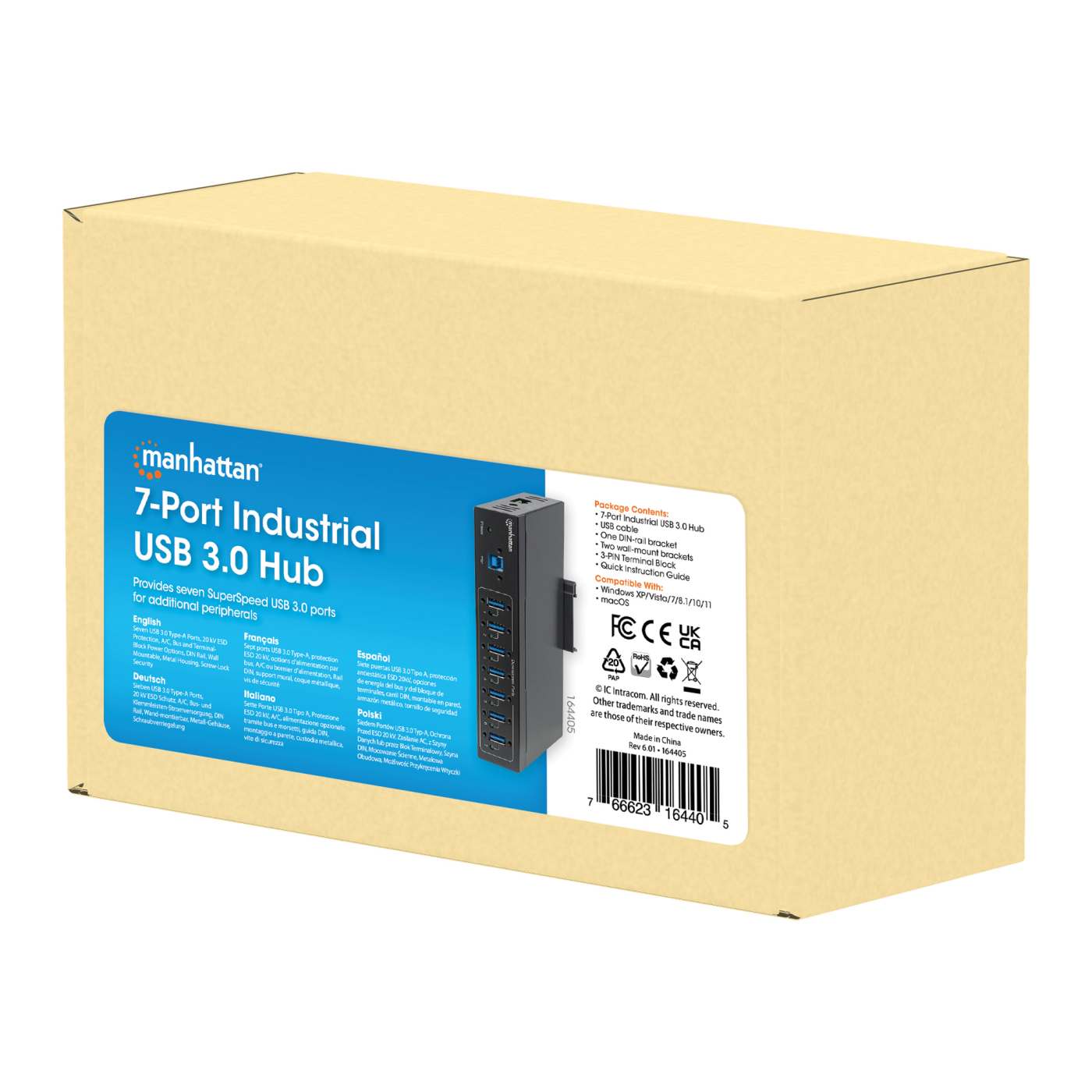 Hub industrial USB 3.0 de 7 puertos Packaging Image 2