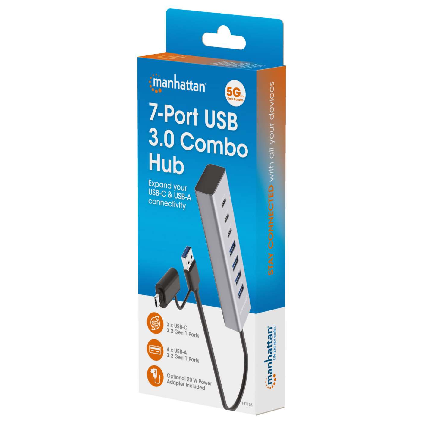 Hub USB 3.2 con conector combinado C y A con 7 puertos USB 4A+3C Packaging Image 2