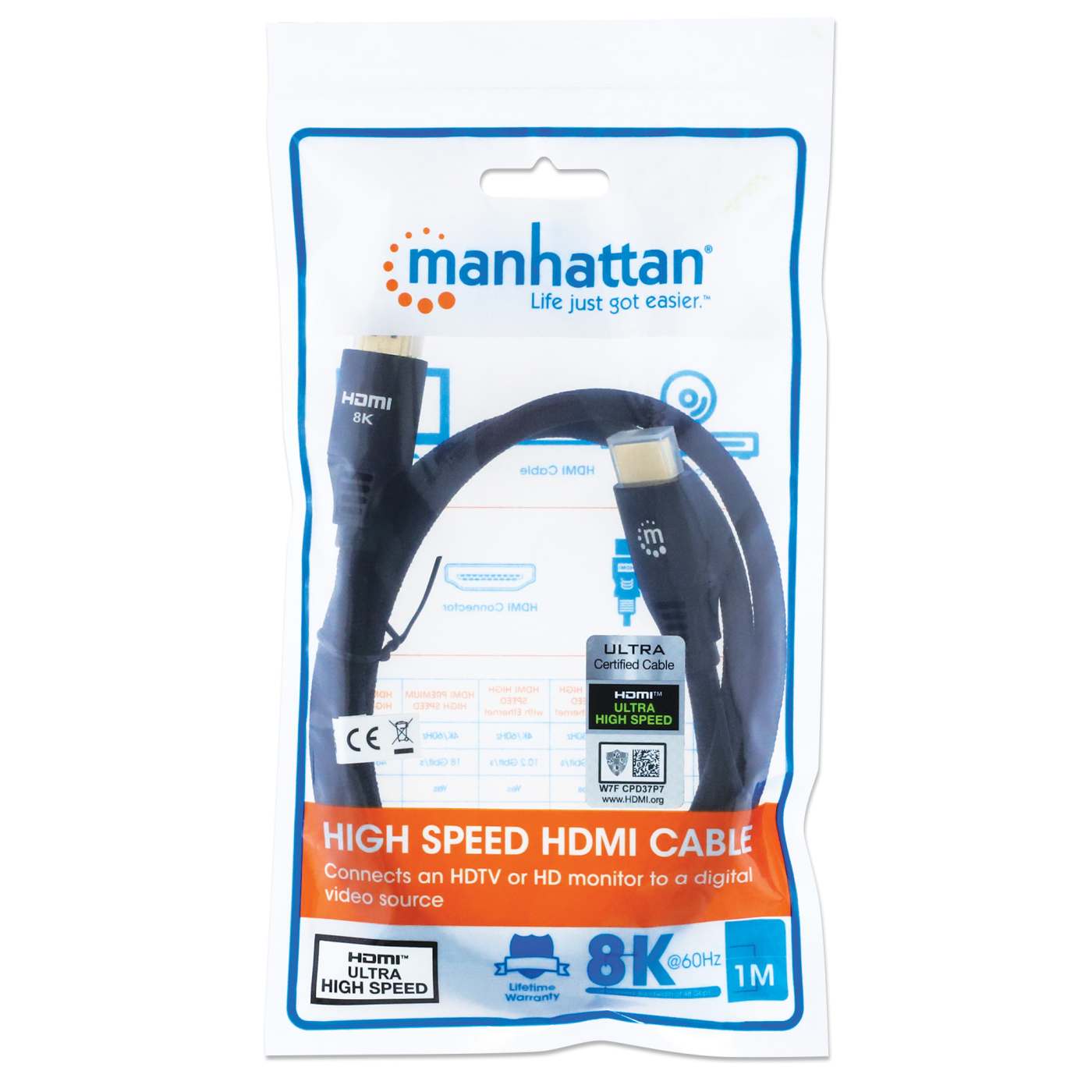 Cable HDMI Certificado de Ultra Alta Velocidad, 8K a 60 Hz o 4K a 120 Hz, con Ethernet Packaging Image 2