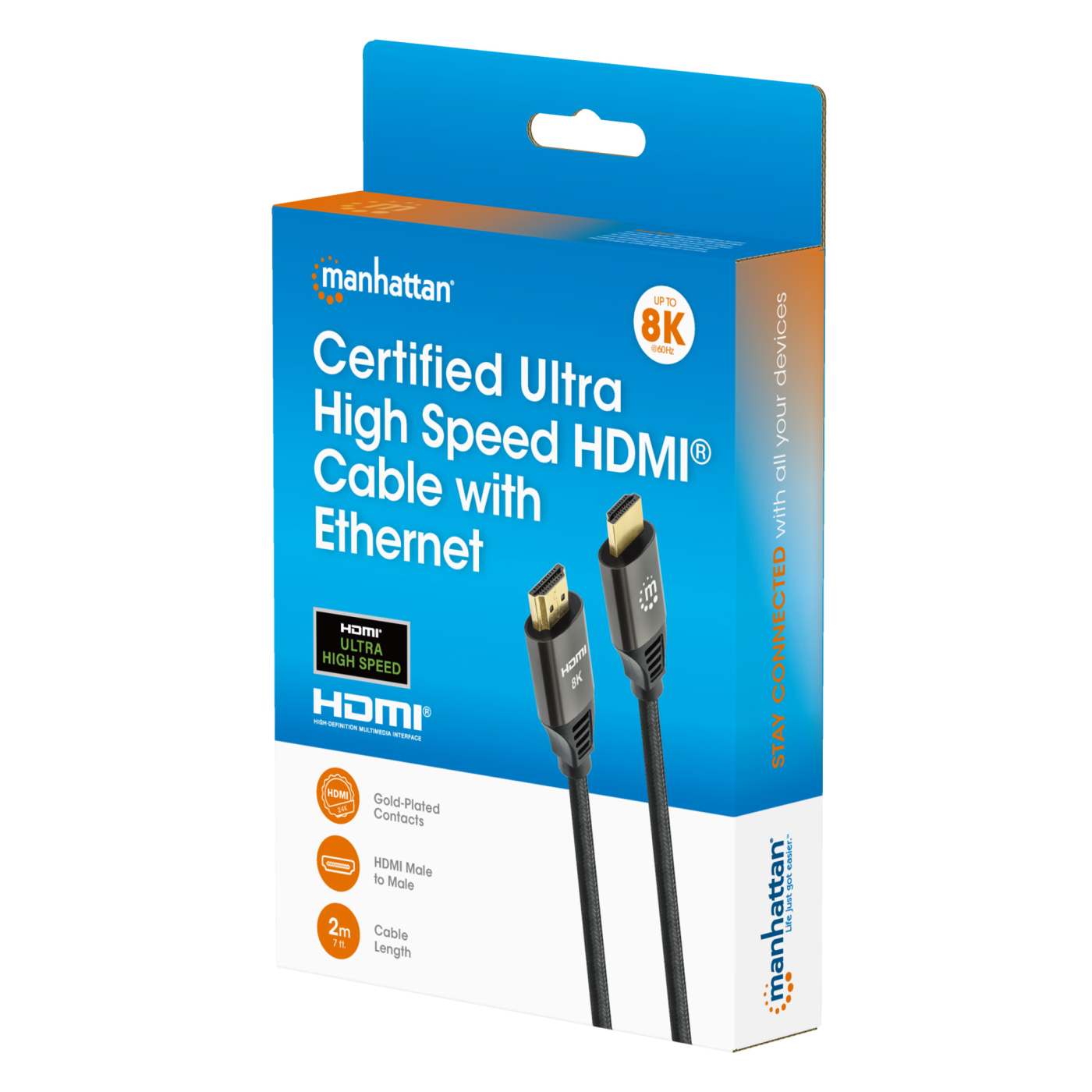 MH 8K@60Hz High Speed HDMI Cable with Ethernet, 2 m, Black Packaging Image 2