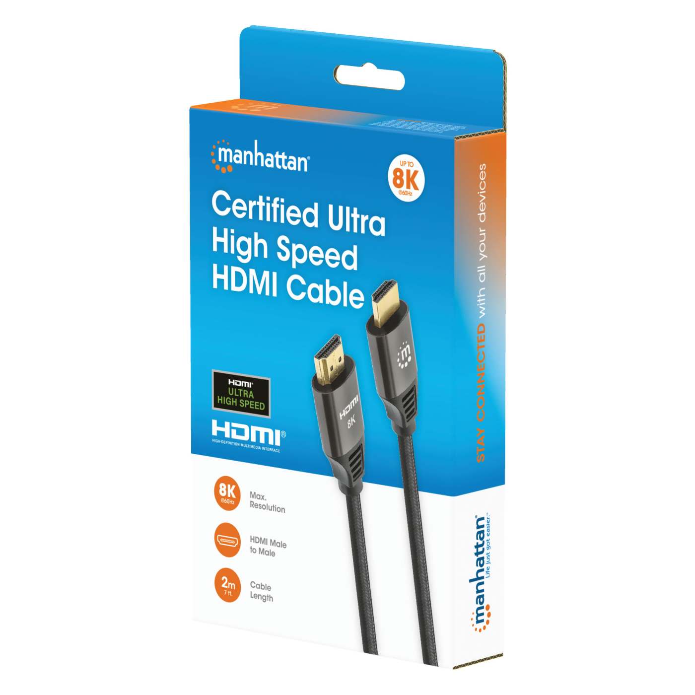 MH HDMI2.1 Certified Ultra High Speed Cable with Ethernet, #30, cotton Braided,2M Packaging Image 2