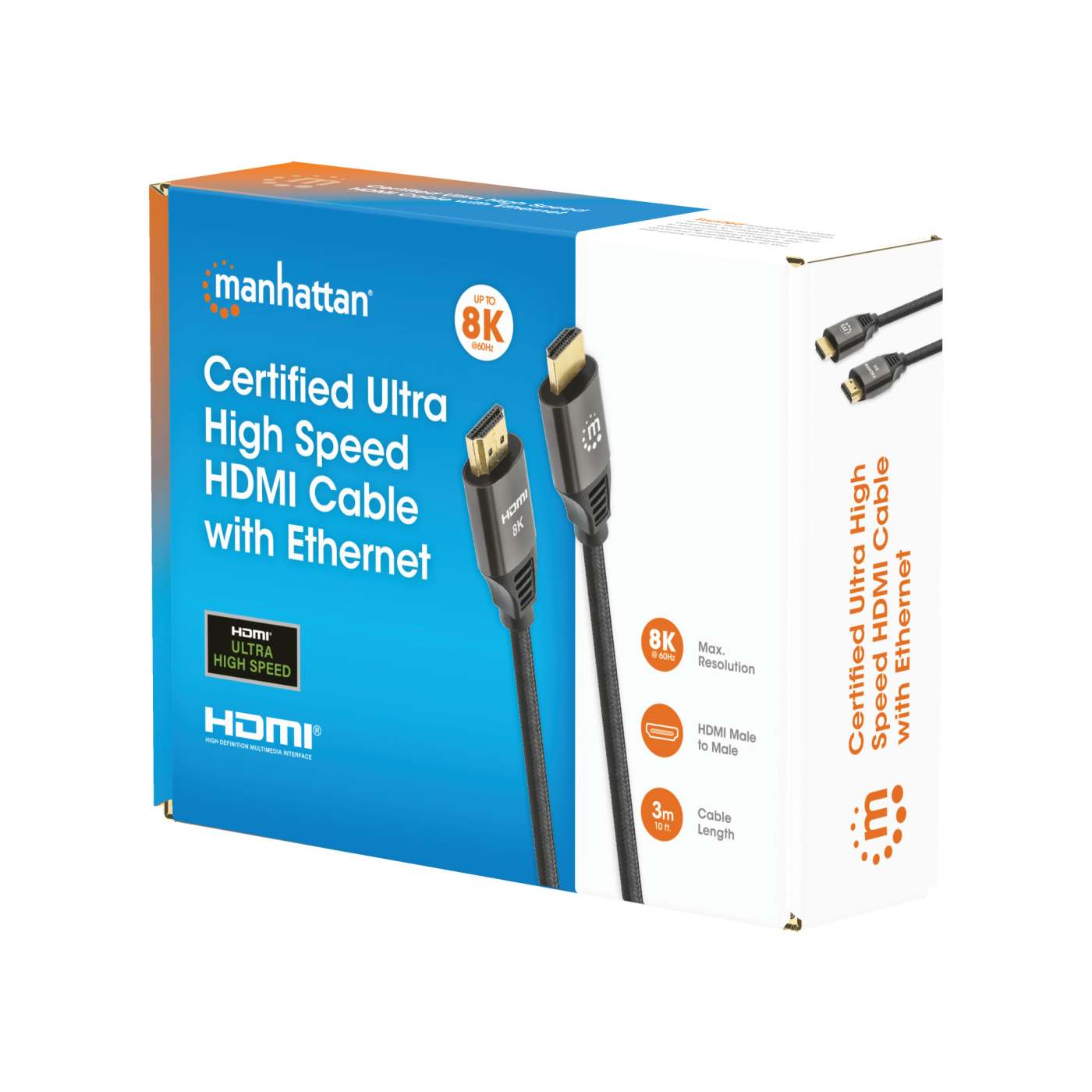MH HDMI2.1 Certified Ultra High Speed Cable with Ethernet, #28, cotton Braided,3M Packaging Image 2
