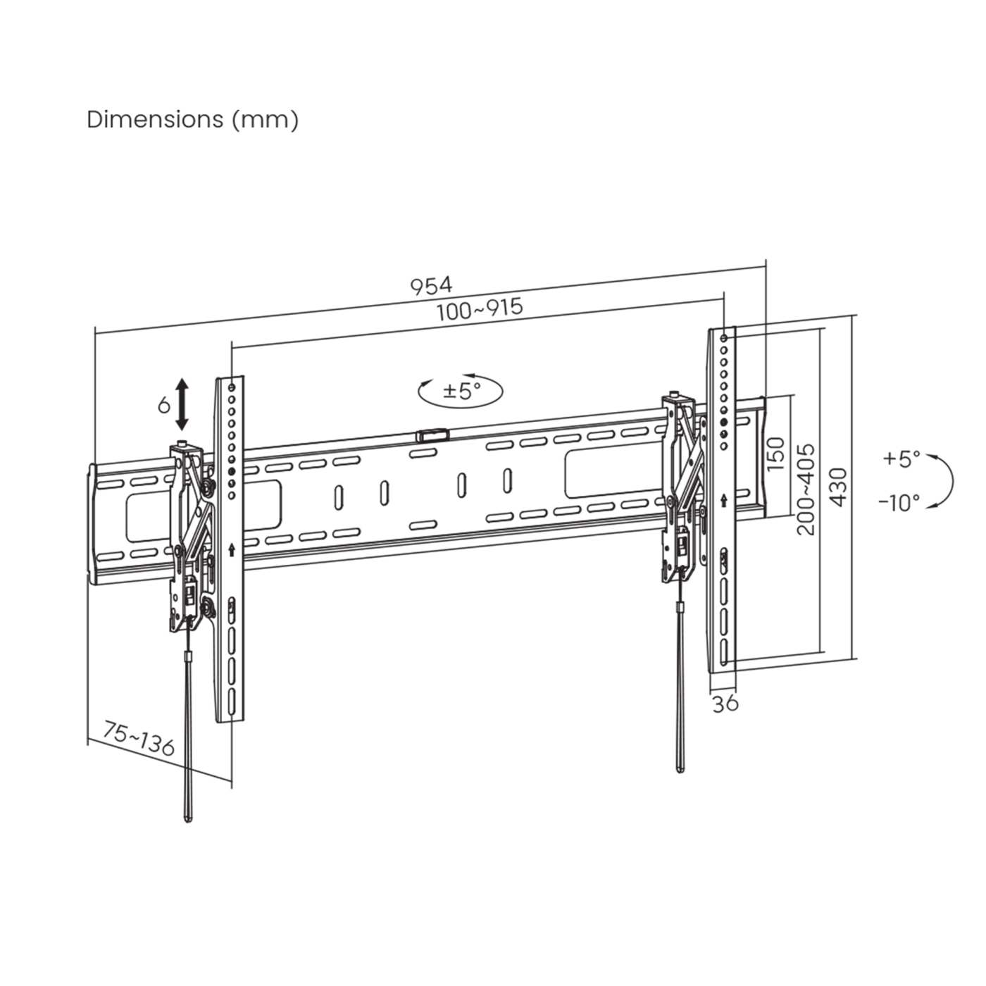 Soporte de pared antirrobo para pantalla, fijo con extensión frontal Image 14