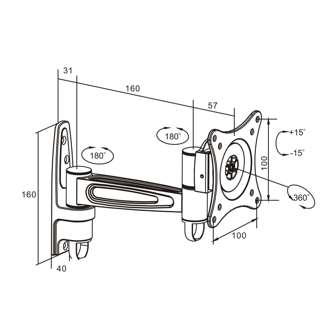 Soporte de pared articulado universal para TV de pantalla plana Image 7