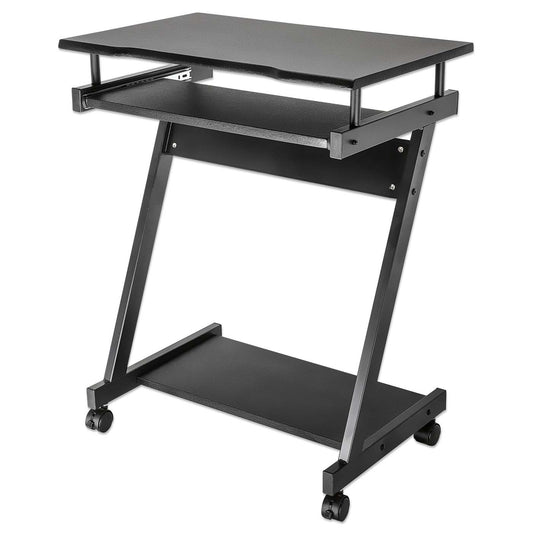 Escritorio compacto para computadora negro, con bandeja deslizable para teclado Image 1