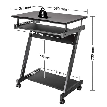 Escritorio compacto para computadora negro, con bandeja deslizable para teclado Image 11