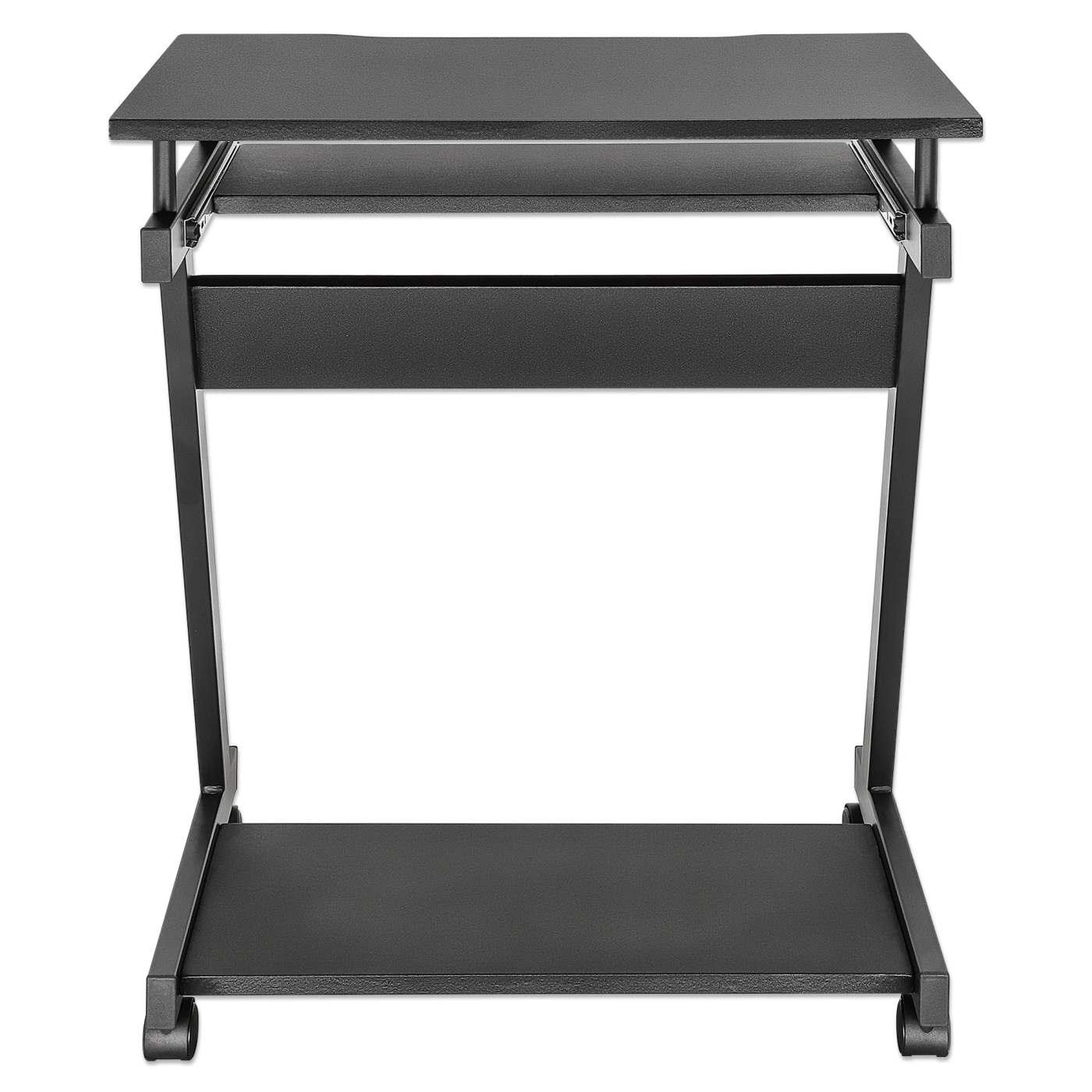 Escritorio compacto para computadora negro, con bandeja deslizable para teclado Image 8