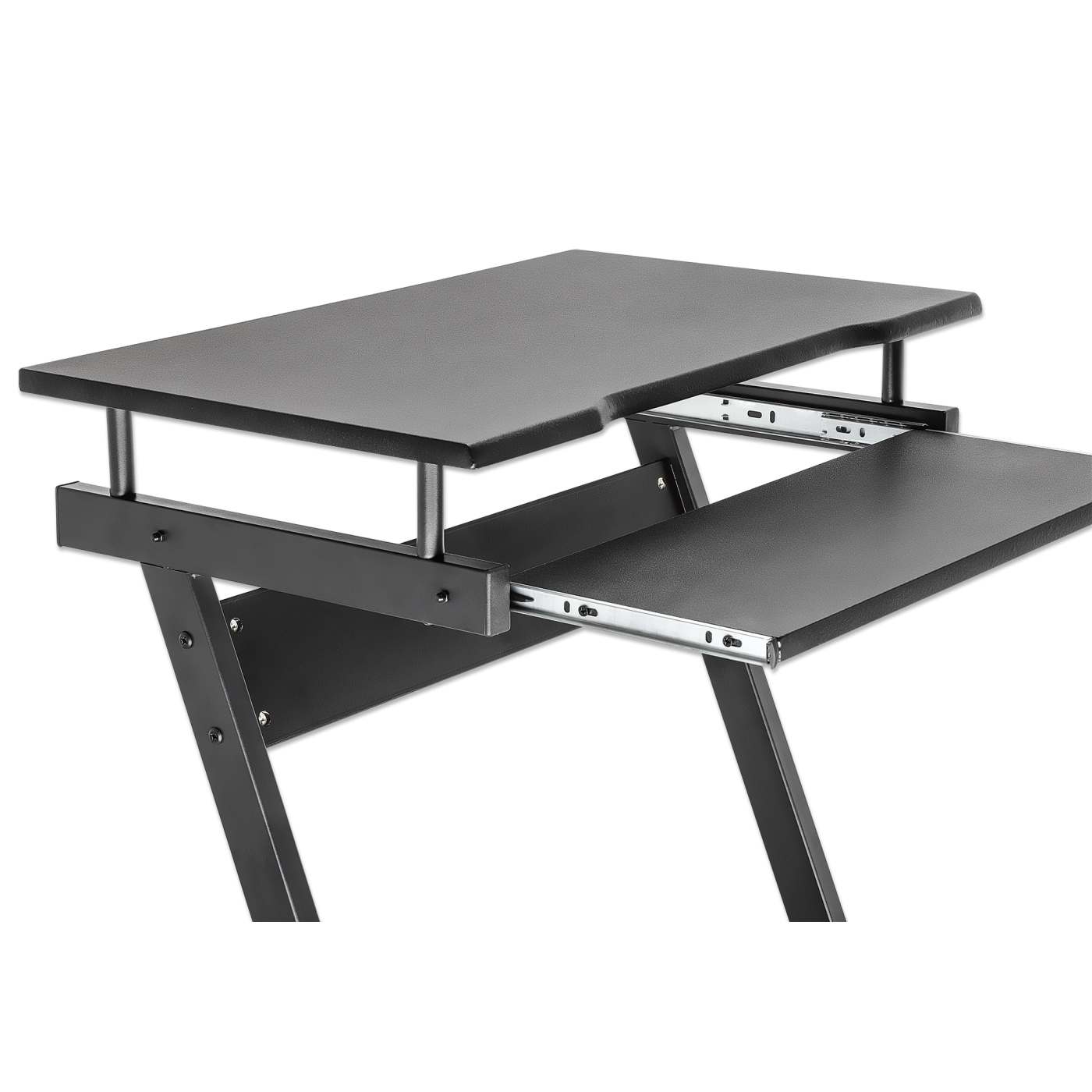 Escritorio compacto para computadora negro, con bandeja deslizable para teclado Image 9