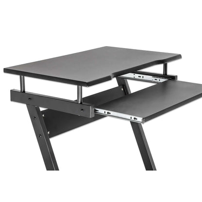 Escritorio compacto para computadora negro, con bandeja deslizable para teclado Image 9