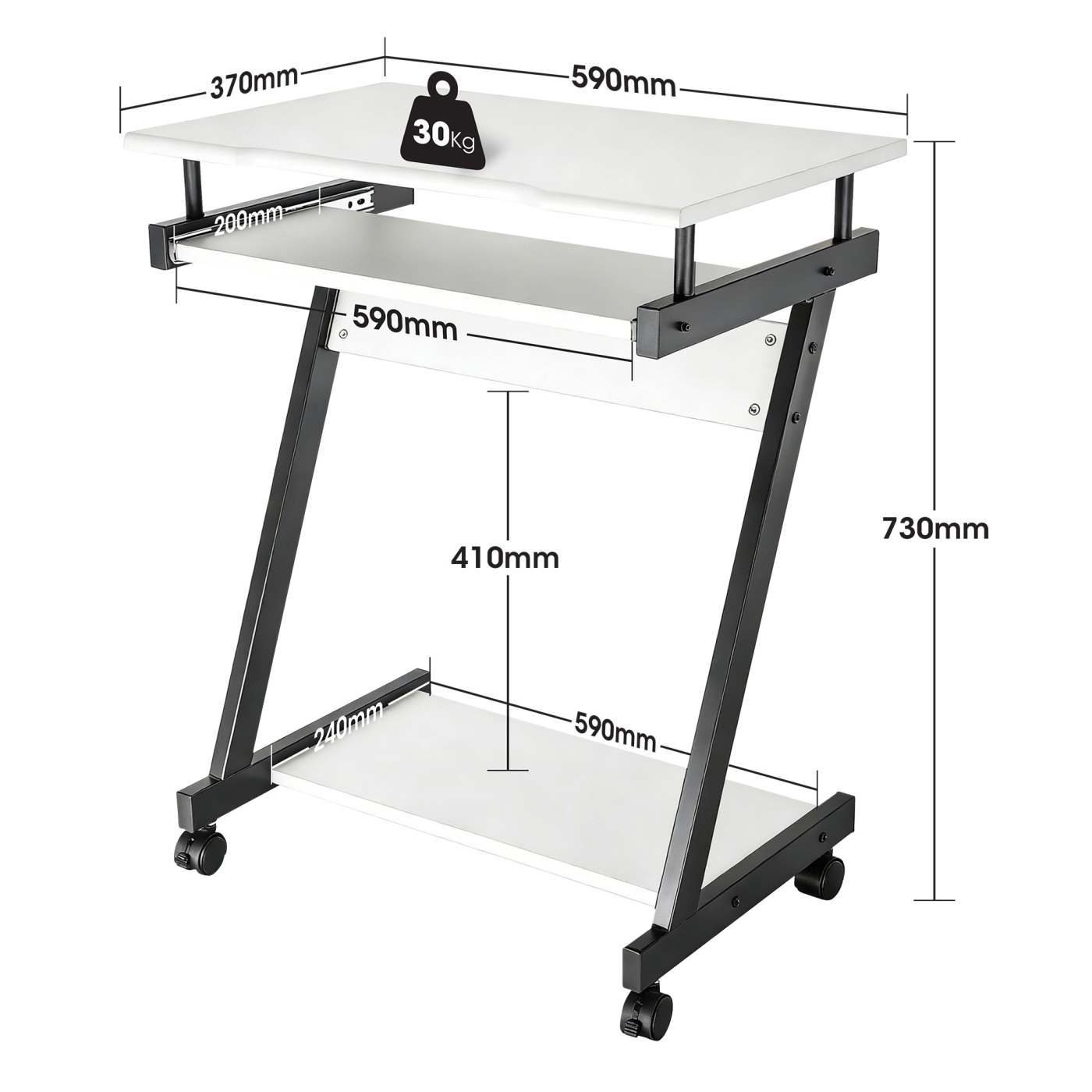 Escritorio compacto para computadora con bandeja deslizable para teclado, blanco Image 10
