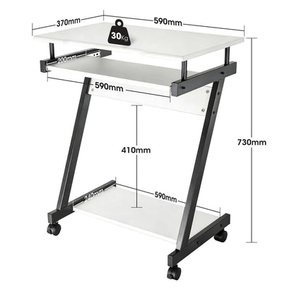 Escritorio compacto para computadora con bandeja deslizable para teclado, blanco Image 10