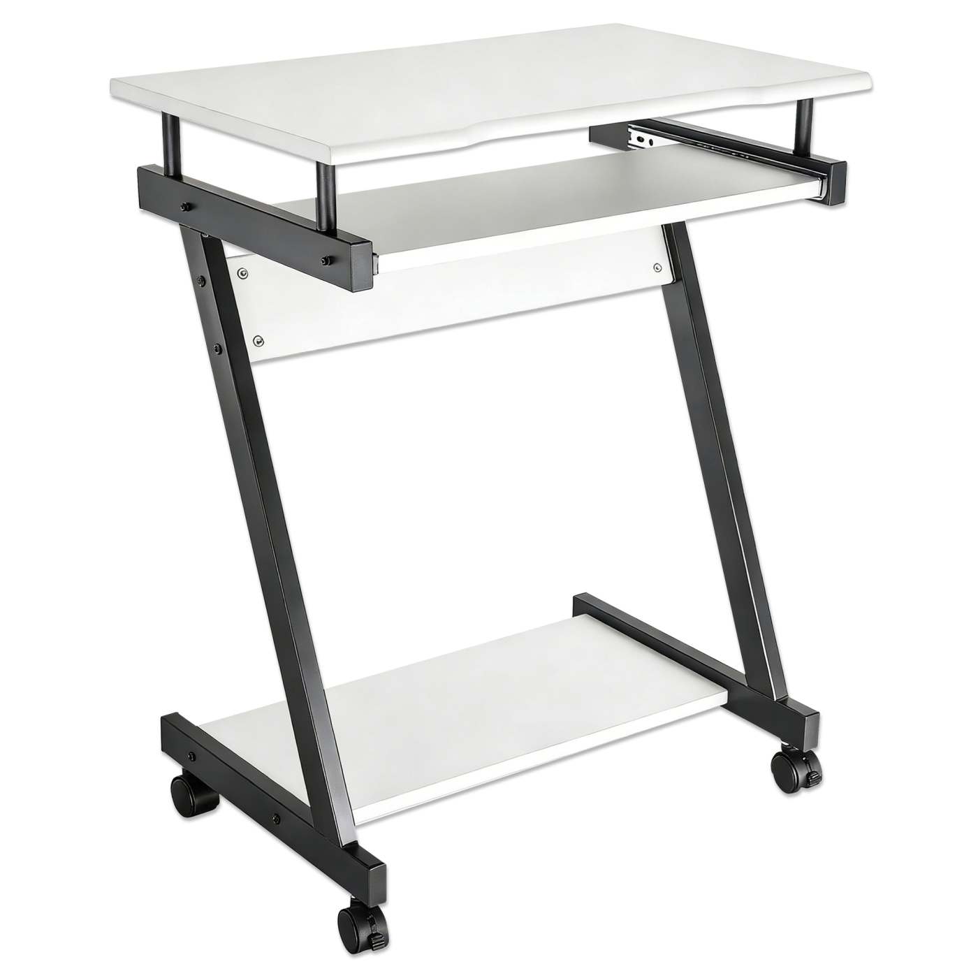 Escritorio compacto para computadora con bandeja deslizable para teclado, blanco Image 3
