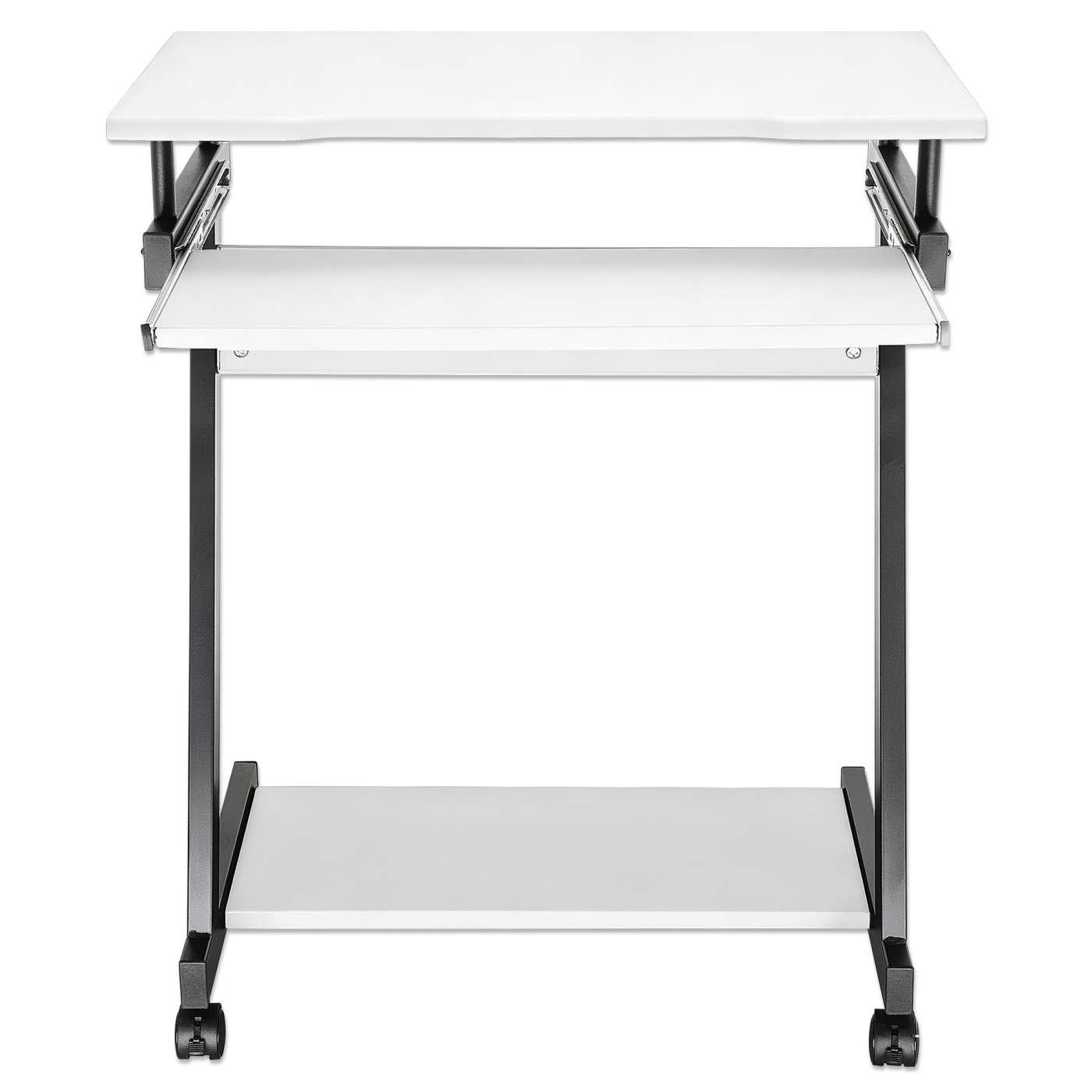 Escritorio compacto para computadora con bandeja deslizable para teclado, blanco Image 5