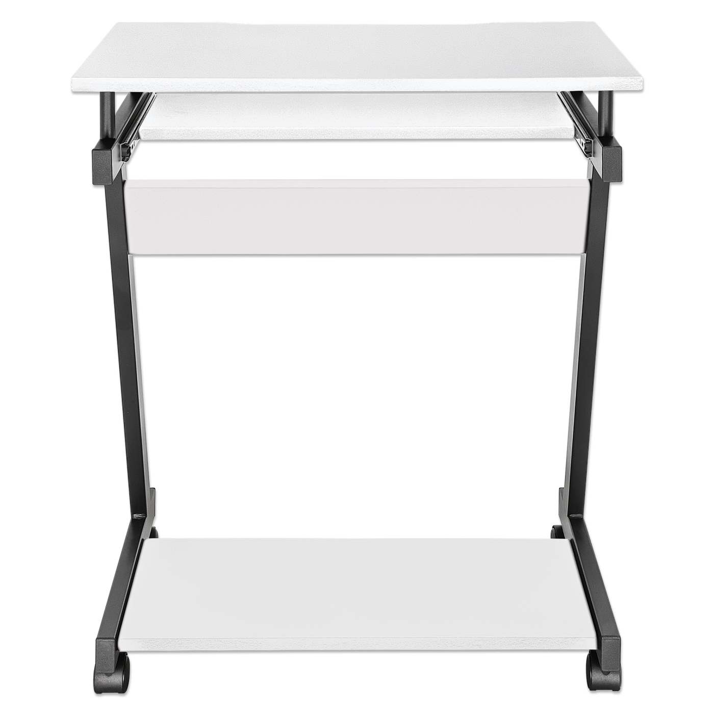 Escritorio compacto para computadora con bandeja deslizable para teclado, blanco Image 7