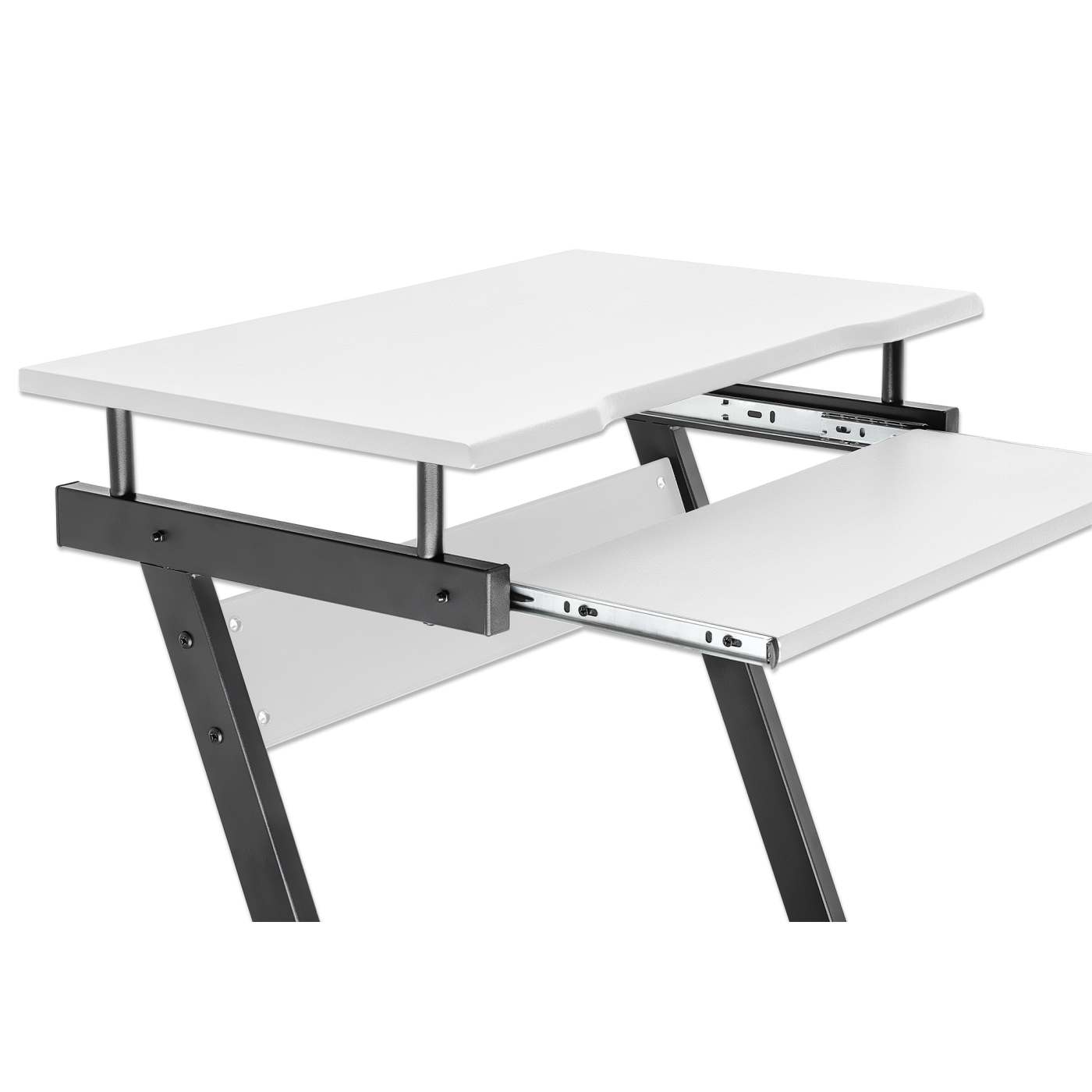 Escritorio compacto para computadora con bandeja deslizable para teclado, blanco Image 8