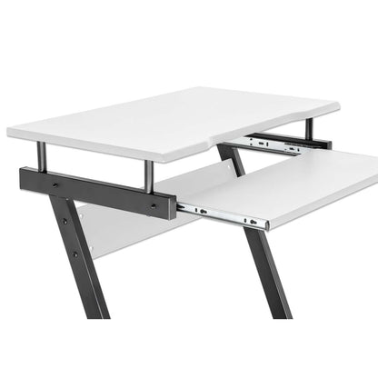 Escritorio compacto para computadora con bandeja deslizable para teclado, blanco Image 8