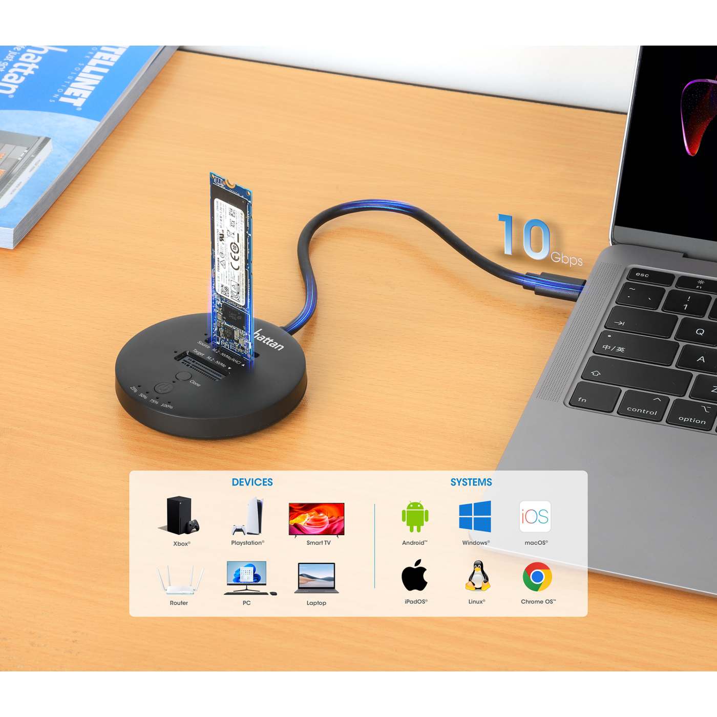 Estación de acoplamiento y clonación de SSD M.2 NVMe Image 3