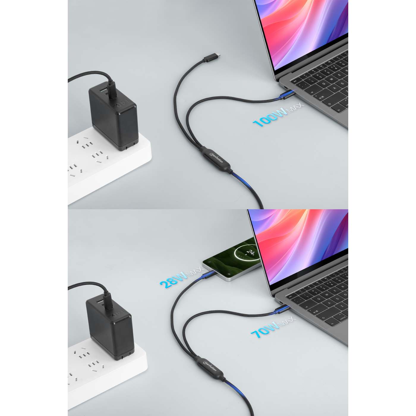 Cable de carga USB-C doble 100 W, 2 m (7 ft) Image 3
