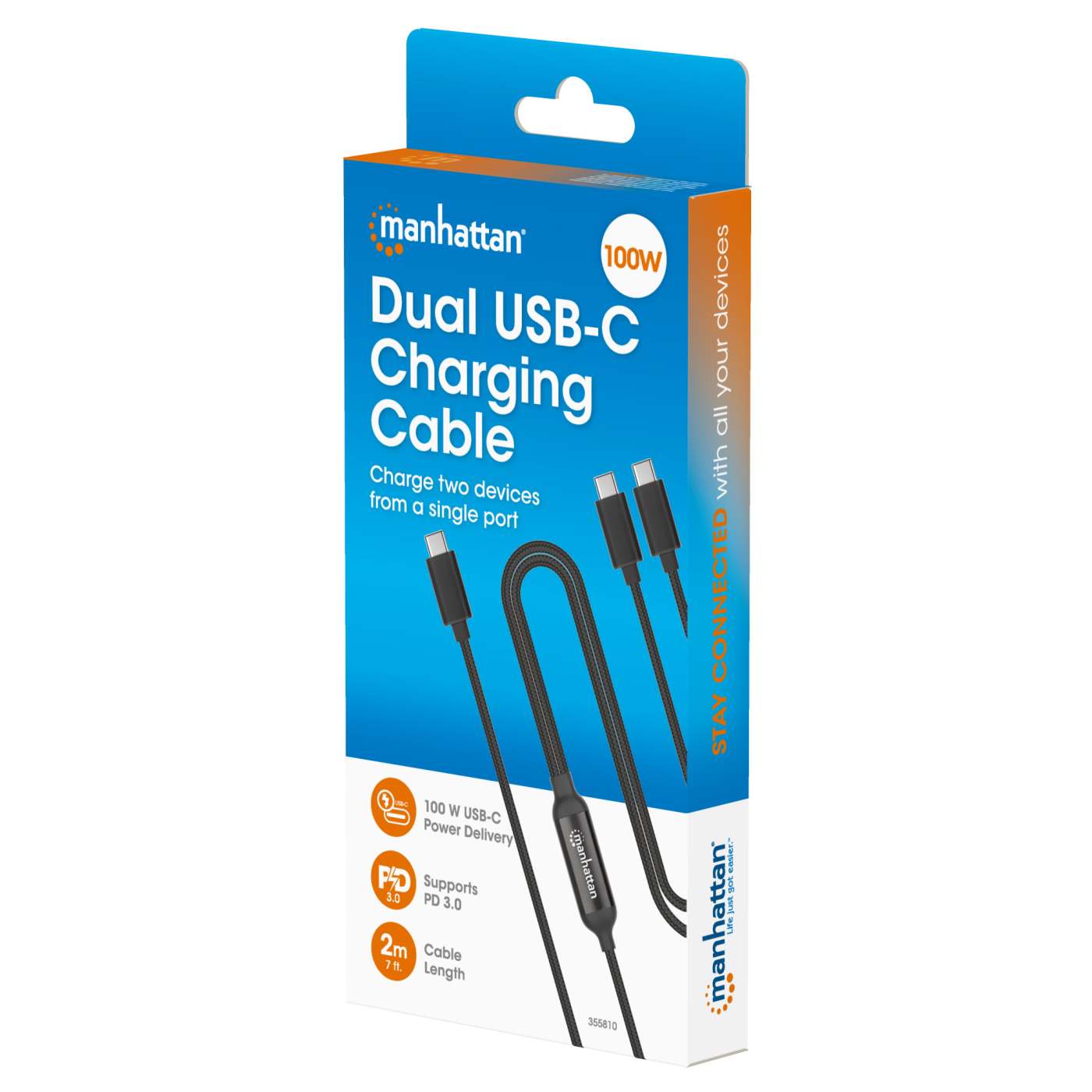 Cable de carga USB-C doble 100 W, 2 m (7 ft) Packaging Image 2