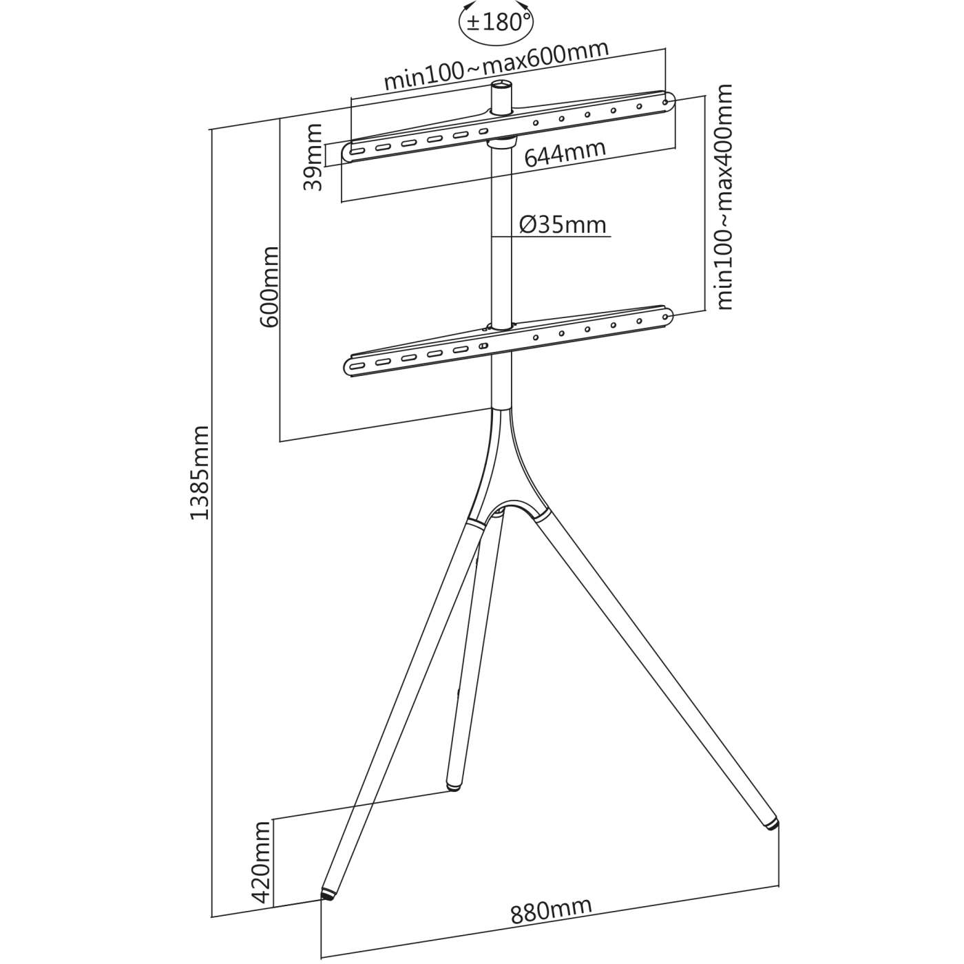 Soporte de piso para TV con trípode estilo madera 45" a 65" Image 13