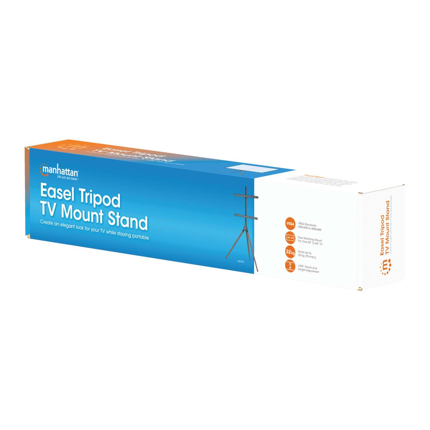 Soporte de piso para TV con trípode estilo madera 45" a 65" Packaging Image 2