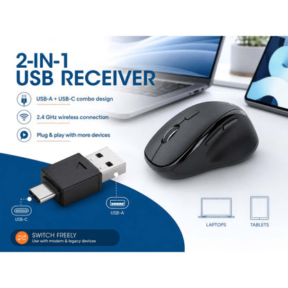 Mouse ergonómico inalámbrico con receptor USB 2 en 1 Image 10