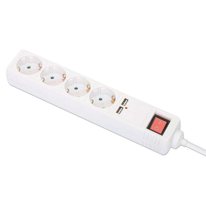 Barra multicontacto UE con 4 tomas de corriente y 2 USB Image 1