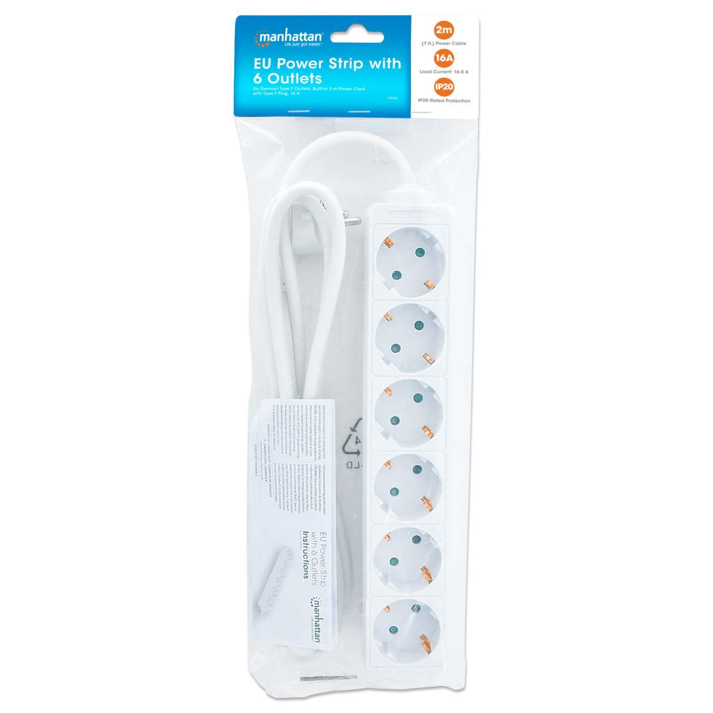 Barra multicontacto UE con 6 tomas de corriente Packaging Image 2