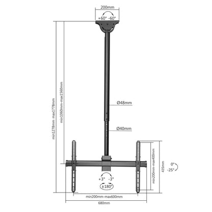 Soporte de techo para TV de movimiento completo y ajustable en altura Image 11