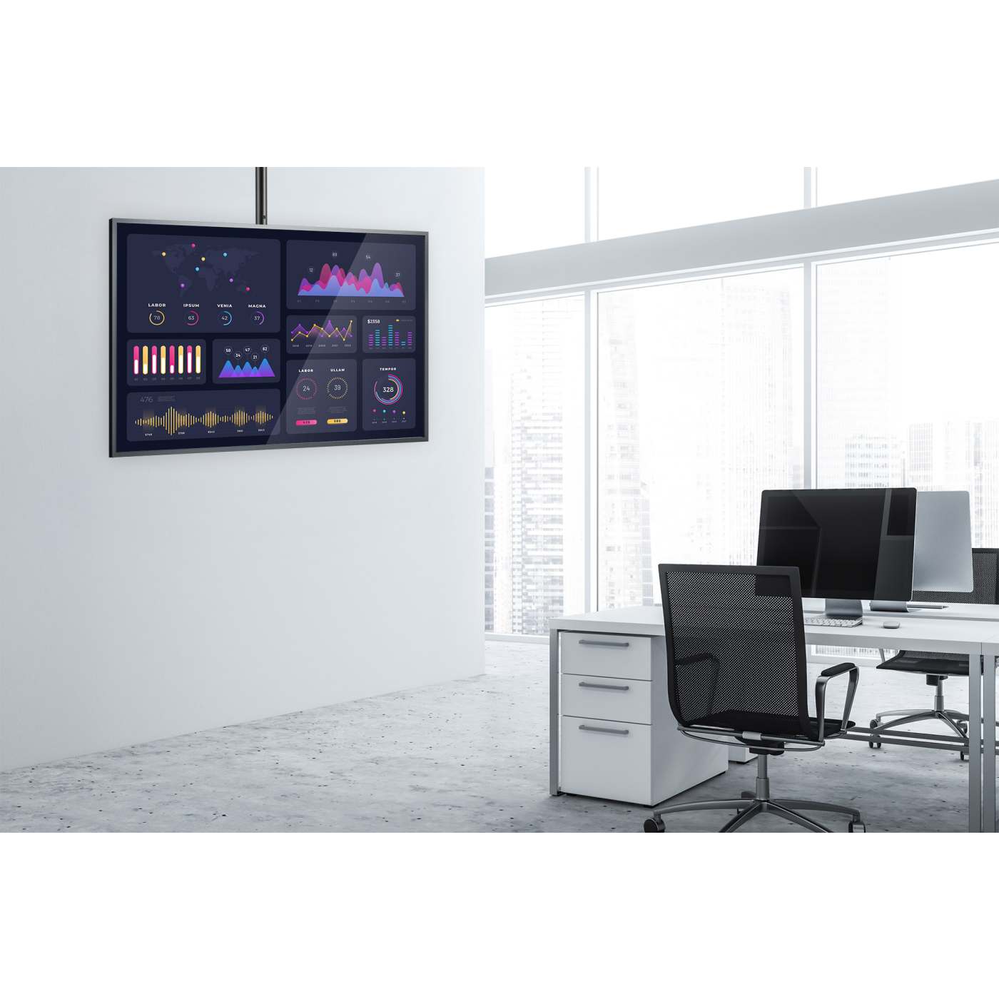 Soporte de Techo con Movimiento Completo y de Altura Ajustable para Pantallas de 37" a 70" Image 10