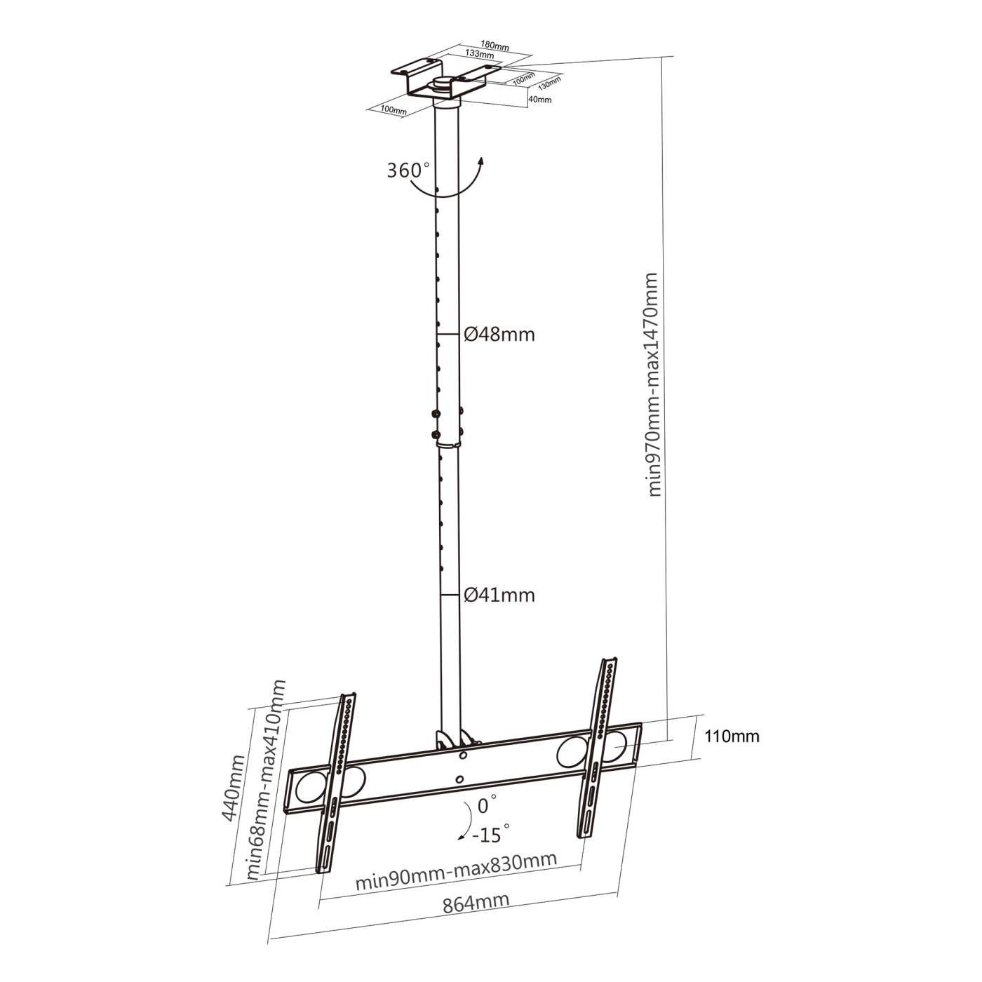 Soporte de techo universal para TV de pantalla plana Image 8