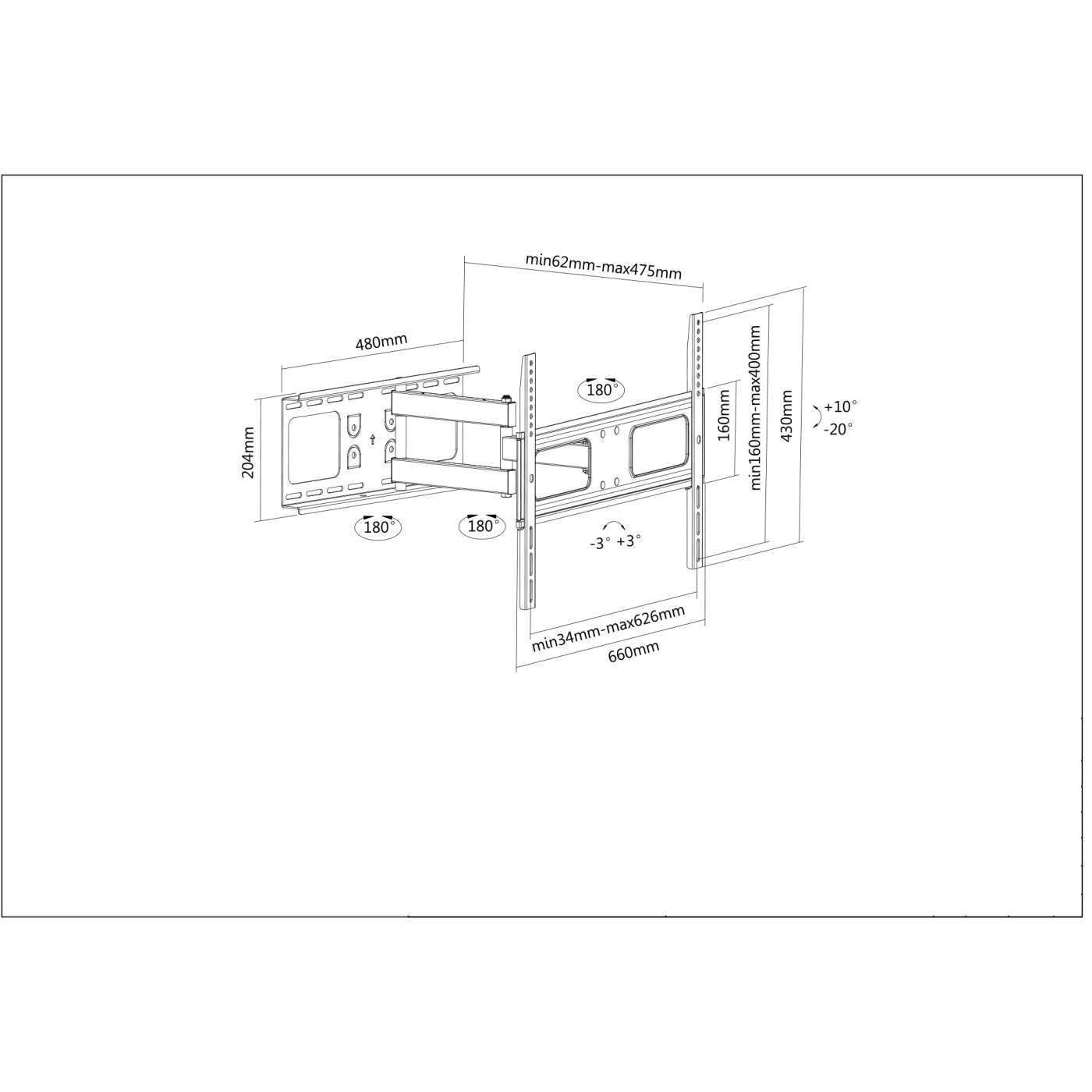 Soporte de Pared con Movimiento Completo para Pantallas de 37" a 70" Image 7